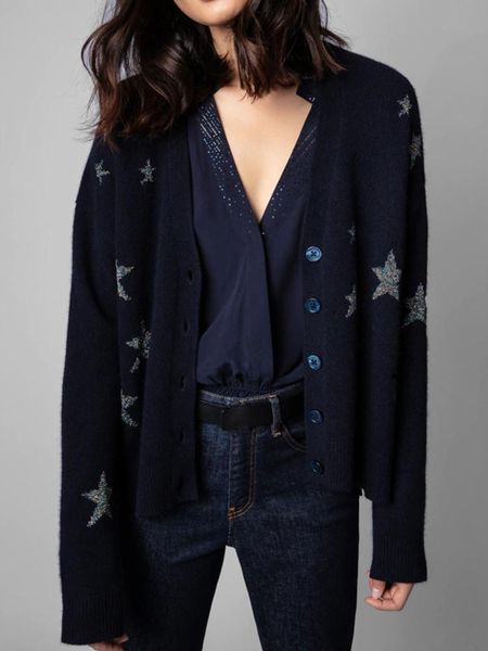 sweaters 100% silk 2022 spring new long sleeve sweater star pattern singlebreasted women cardigan, White;black
sweaters 100% silk 2022 spring new long sleeve sweater star pattern singlebreasted women cardigan, White;black