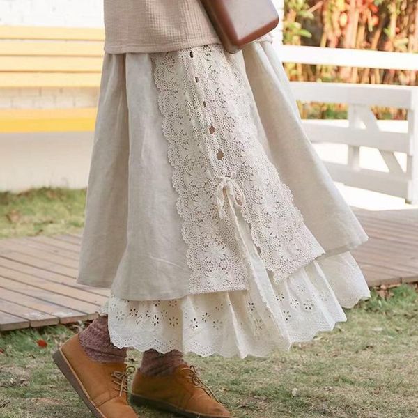 capris spring autumn mori girl vintage cotton linen sweet skirt women clothing embroidery princess kawaii lolita cute maxi skirts k035, Black;white
capris spring autumn mori girl vintage cotton linen sweet skirt women clothing embroidery princess kawaii lolita cute maxi skirts k035, Black;white