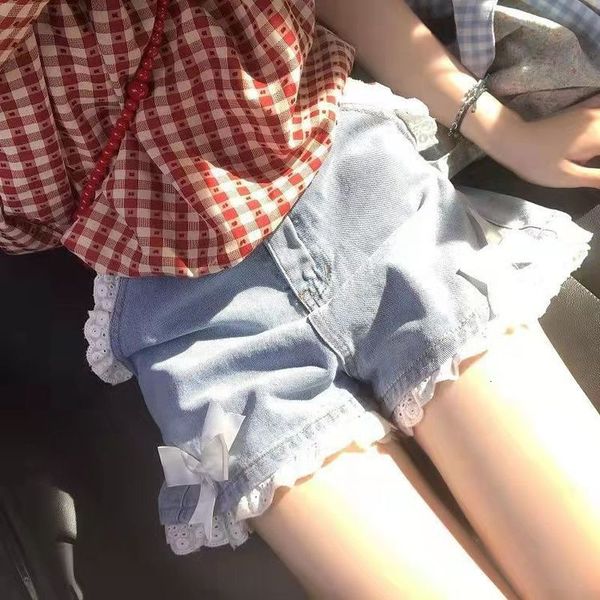 women's shorts blue vintage bow lace shorts jeans women harajuku kawaii y2k high waist pants casual aesthetic clothes korean fashion 23, White;black
women's shorts blue vintage bow lace shorts jeans women harajuku kawaii y2k high waist pants casual aesthetic clothes korean fashion 23, White;black