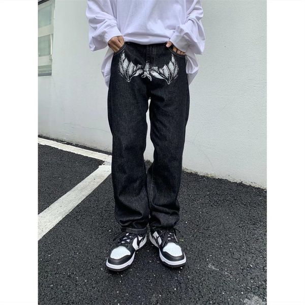 men's jeans 2023 bat print streetwear men hip hop baggy pants y2k clothes straight loose goth denim trousers pantalones 230419, Blue
men's jeans 2023 bat print streetwear men hip hop baggy pants y2k clothes straight loose goth denim trousers pantalones 230419, Blue