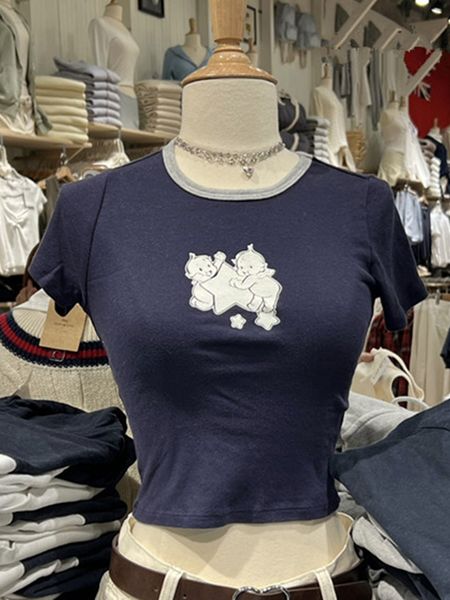 women's t-shirt angel print patchwork t-shirts women summer casual o neck soft cotton short sleeve t shirt woman vintage sweet y2k crop, White
women's t-shirt angel print patchwork t-shirts women summer casual o neck soft cotton short sleeve t shirt woman vintage sweet y2k crop, White