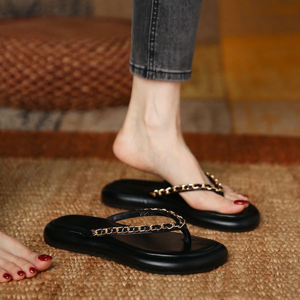 slippers ladies shoes 2023 fashion metal chain women's summer flat casual beach flip flops for women chaussure femme 230419, Black
slippers ladies shoes 2023 fashion metal chain women's summer flat casual beach flip flops for women chaussure femme 230419, Black