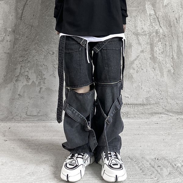 men's jeans 2023 spring solid color overalls retro street style ripped y2k hiphop 230418, Blue
men's jeans 2023 spring solid color overalls retro street style ripped y2k hiphop 230418, Blue