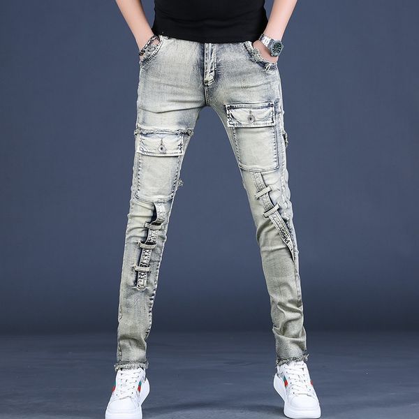 summer vintage jeans men streetwear casual slim fit straight pants biker retro denim trousers, Blue
summer vintage jeans men streetwear casual slim fit straight pants biker retro denim trousers, Blue