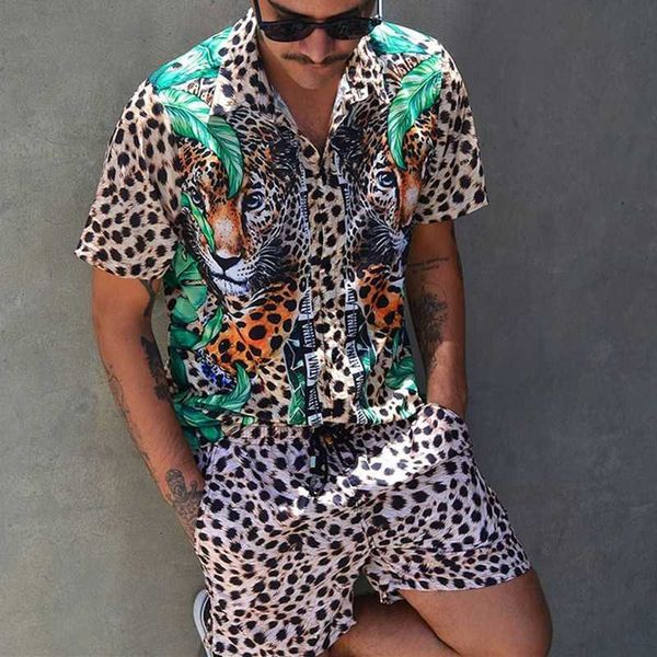 tracksuits men hawaiian sets summer leopard printing short sleeve button shirt beach shorts two set casual street holiday mens 2 piece suit, Gray
tracksuits men hawaiian sets summer leopard printing short sleeve button shirt beach shorts two set casual street holiday mens 2 piece suit, Gray