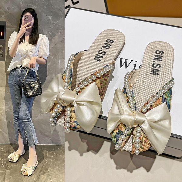 slippers baotou floral half flat slippers women's outdoor summer fashion pearl bow soft bottom one foot sandals women 230419, Black
slippers baotou floral half flat slippers women's outdoor summer fashion pearl bow soft bottom one foot sandals women 230419, Black