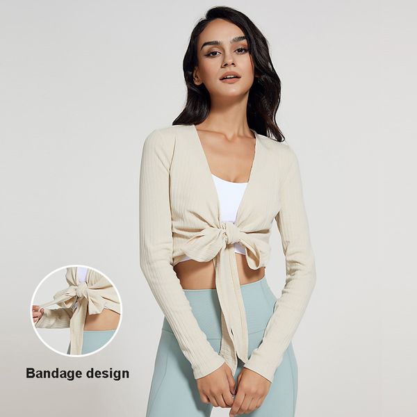 new style screw thread t-shirt women's fashion bandage versatile sportswear yoga jacket women, White
new style screw thread t-shirt women's fashion bandage versatile sportswear yoga jacket women, White