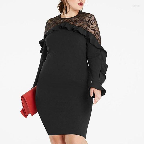 plus size dresses large women's dress female fat mm shape hip wrap skirt lace perspective stitching ruffle evening party, Black
plus size dresses large women's dress female fat mm shape hip wrap skirt lace perspective stitching ruffle evening party, Black