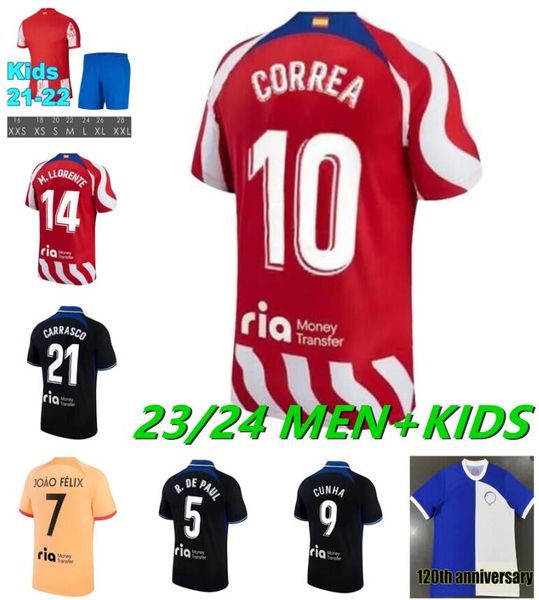 120th soccer jerseys 23/24 joao felix 2023 2024 morata m. llorente correa memphis camiseta football shirt men kids kit griezmann r. de paul, Black;yellow
120th soccer jerseys 23/24 joao felix 2023 2024 morata m. llorente correa memphis camiseta football shirt men kids kit griezmann r. de paul, Black;yellow