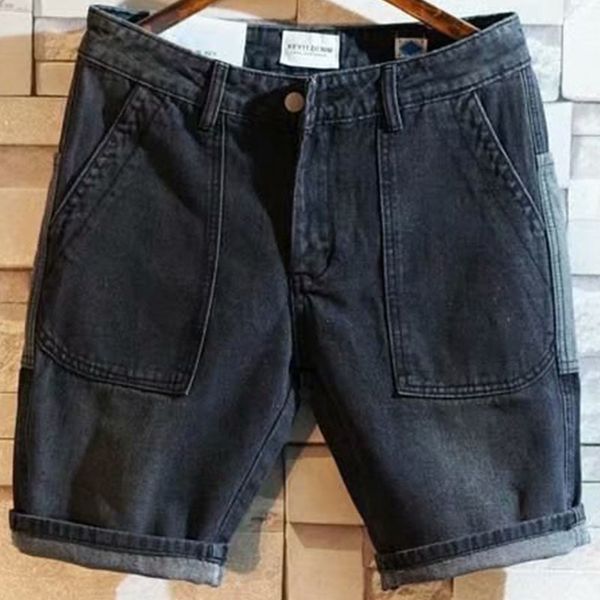 men's shorts denim shorts men's summer all match color blocking pockets slim korean version black and gray straight five point pan, White;black
men's shorts denim shorts men's summer all match color blocking pockets slim korean version black and gray straight five point pan, White;black