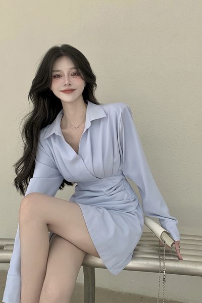 casual dresses women spring high-grade korean style light blue shirts dress temperament polo collar slimming long sleeve skirts fashion 2304, Black;gray
casual dresses women spring high-grade korean style light blue shirts dress temperament polo collar slimming long sleeve skirts fashion 2304, Black;gray
