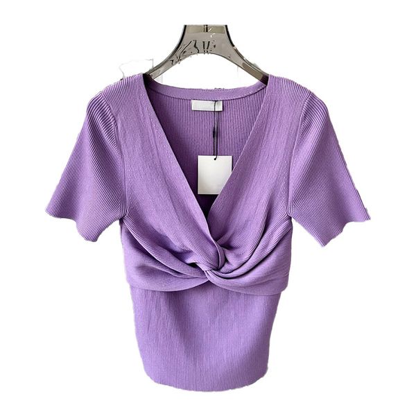 women's knits & tees slim fit simple bow french knit low cut v-neck tight fitting summer clothing, White
women's knits & tees slim fit simple bow french knit low cut v-neck tight fitting summer clothing, White