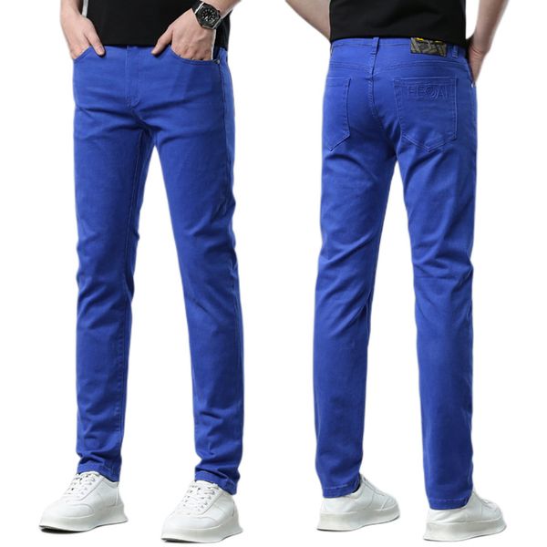 men's jeans spring summer thin denim slim fit european american high-end brand small straight pants xw6020-5, Blue
men's jeans spring summer thin denim slim fit european american high-end brand small straight pants xw6020-5, Blue