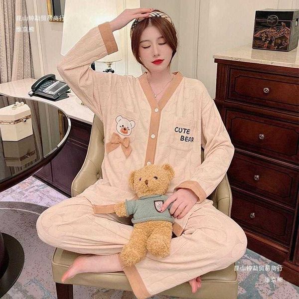 cardigan pajamas for women in spring and autumn long sleeved cotton cute little style home wear winter student set summer
cardigan pajamas for women in spring and autumn long sleeved cotton cute little style home wear winter student set summer