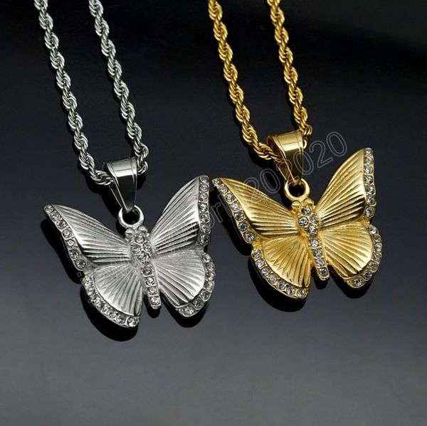 hip hop necklaces stainless steel 18k gold butterfly pendant men women fashion jewelry for gift, Silver
hip hop necklaces stainless steel 18k gold butterfly pendant men women fashion jewelry for gift, Silver