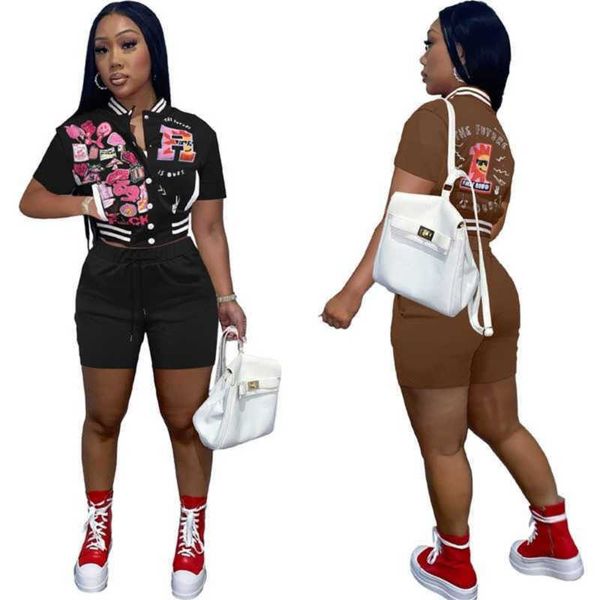 womens baseball tracksuits plus size 3xl fashion printed two piece suit button bomber short sleeve jacket and shorts 2 piece outfits, Gray
womens baseball tracksuits plus size 3xl fashion printed two piece suit button bomber short sleeve jacket and shorts 2 piece outfits, Gray