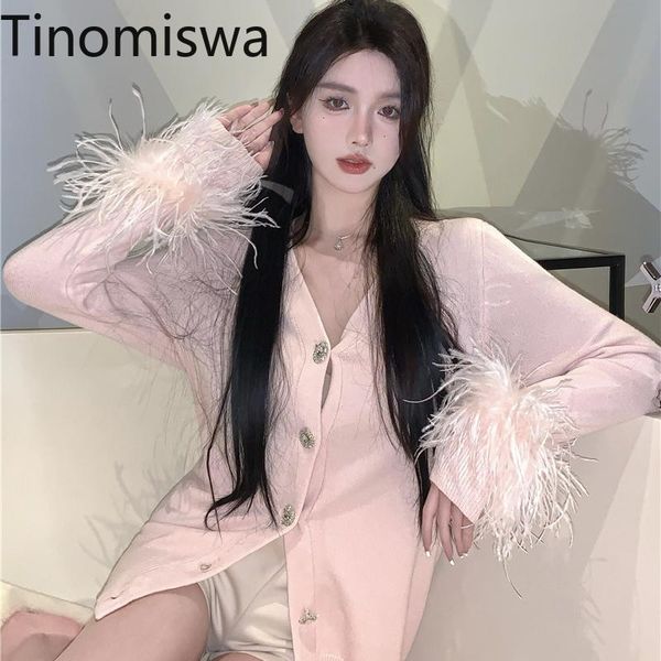 sweaters tinomiswa feather patchwork long sleeve cardigan women korean style v neck knitwear single breasted stylish sweaters female, White;black
sweaters tinomiswa feather patchwork long sleeve cardigan women korean style v neck knitwear single breasted stylish sweaters female, White;black