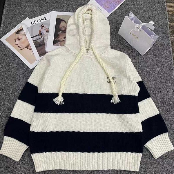 women's sweaters designer arc de triomphe lazy hooded pullover striped sweater autumn/winter soft glutinous european design small coat, White;black
women's sweaters designer arc de triomphe lazy hooded pullover striped sweater autumn/winter soft glutinous european design small coat, White;black