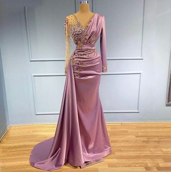 light purple mermaid evening dresses sheer v neck appliqued beaded long sleeve formal prom party second reception special occasion gowns, Black;red
light purple mermaid evening dresses sheer v neck appliqued beaded long sleeve formal prom party second reception special occasion gowns, Black;red