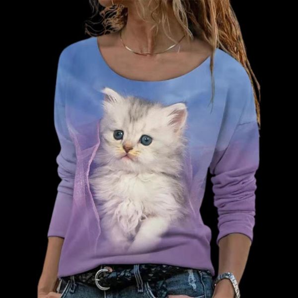t-shirt women's fashion tshirt loose long sleeve round collar cute cat printed shirts oversize casual ladies, White
t-shirt women's fashion tshirt loose long sleeve round collar cute cat printed shirts oversize casual ladies, White