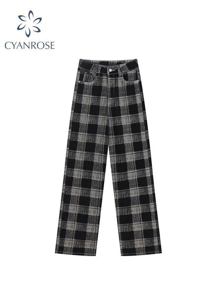 jeans 2022 women vintage checkered jeans loose casual wide leg pants ladies fashion harajuku streetwear oversized high waist trousers, Blue
jeans 2022 women vintage checkered jeans loose casual wide leg pants ladies fashion harajuku streetwear oversized high waist trousers, Blue