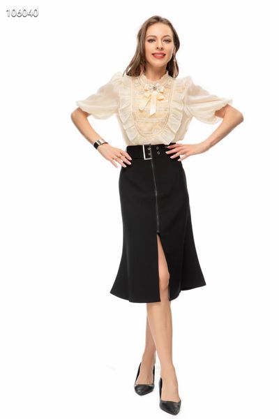 two piece dress women's set 2023 spring/summer fashion heavy industry ruffle clear black classic black half skirt, White
two piece dress women's set 2023 spring/summer fashion heavy industry ruffle clear black classic black half skirt, White