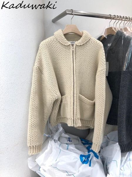 sweaters autumn winter 2022 new turn down collar knitted cardigans simple loose casual all match sweater coat korean style chic, White;black
sweaters autumn winter 2022 new turn down collar knitted cardigans simple loose casual all match sweater coat korean style chic, White;black