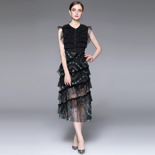 dress wtianyuw 2022 women summer embroidery 2 piece set party black o neck sleeveless +print skirt sets, White
dress wtianyuw 2022 women summer embroidery 2 piece set party black o neck sleeveless +print skirt sets, White