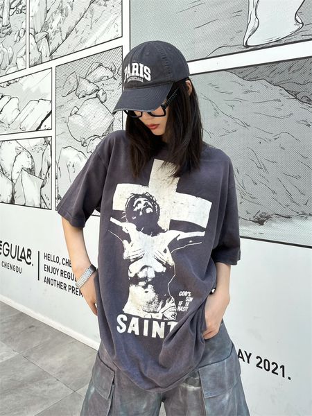 men's tshirts saint michael portrait pattern printing retro washed old vintage shortsleeved high street american casual cotton tshirt m, White;black
men's tshirts saint michael portrait pattern printing retro washed old vintage shortsleeved high street american casual cotton tshirt m, White;black