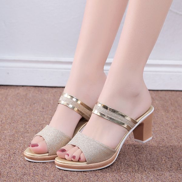 slippers ladies sequin fabric high heels buckle cool summer casual open toe 230419, Black
slippers ladies sequin fabric high heels buckle cool summer casual open toe 230419, Black