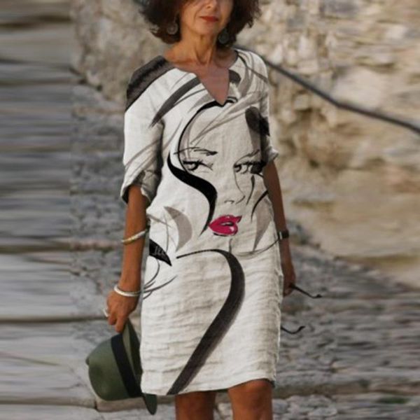 dresses vintage abstract face printed aline party dress women 2021 summer vneck half sleeve mini dresses autumn casual loose vestidos, Black;gray
dresses vintage abstract face printed aline party dress women 2021 summer vneck half sleeve mini dresses autumn casual loose vestidos, Black;gray