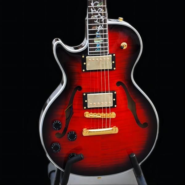 flyoung lp small jazz semi hollow electric guitar tiger pattern veneer transparent wine red factory direct sales258
flyoung lp small jazz semi hollow electric guitar tiger pattern veneer transparent wine red factory direct sales258