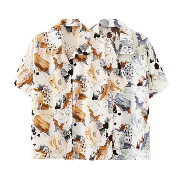 women's 2023 shirt new summer graffiti design feeling small loose polo neck short sleeve chiffon jr176, White
women's 2023 shirt new summer graffiti design feeling small loose polo neck short sleeve chiffon jr176, White