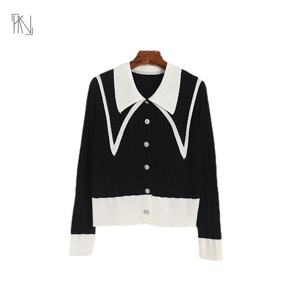 sweaters black and white stitching longsleeved knitted cardigan 2022 autumn new women doll collar thin pearl singlebreasted sweater, White;black
sweaters black and white stitching longsleeved knitted cardigan 2022 autumn new women doll collar thin pearl singlebreasted sweater, White;black