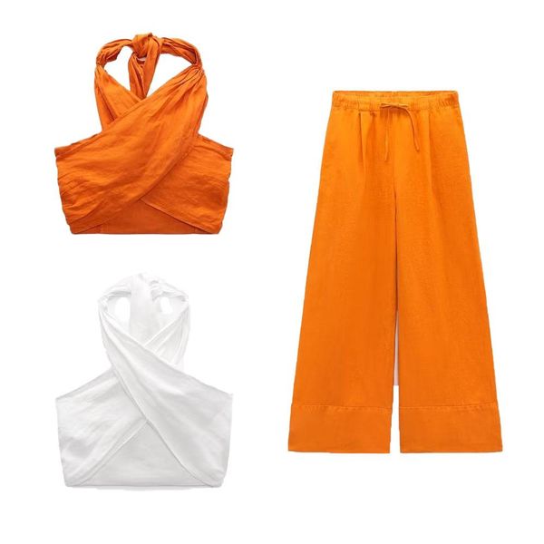 pants zach aiisa summer new cross design straight collar short shirt slim short + versatile casual loose tie wide leg pants, White
pants zach aiisa summer new cross design straight collar short shirt slim short + versatile casual loose tie wide leg pants, White