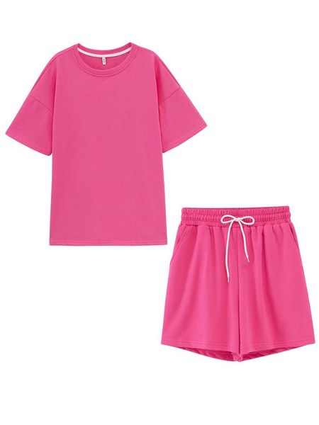 dress ies summer tracksuits womens two peices set leisure outfits cotton oversized tshirts high waist shorts candy color clothing, White
dress ies summer tracksuits womens two peices set leisure outfits cotton oversized tshirts high waist shorts candy color clothing, White