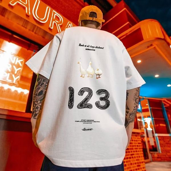 men's tshirts american high street retro short sleeve t shirt for men funny duck letter printed tshirt summer cotton y2k tee streetwear, White;black
men's tshirts american high street retro short sleeve t shirt for men funny duck letter printed tshirt summer cotton y2k tee streetwear, White;black