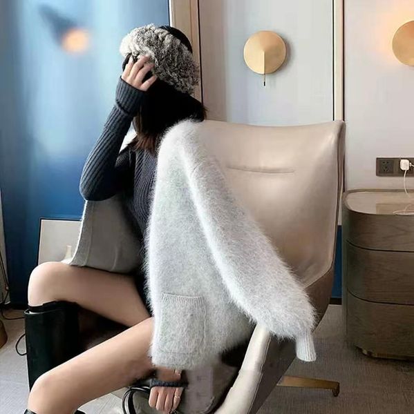 sweaters highend design winter 2022 new mink cashmere cardigan sweater women loose lantern sleeve knit coat jz030, White;black
sweaters highend design winter 2022 new mink cashmere cardigan sweater women loose lantern sleeve knit coat jz030, White;black