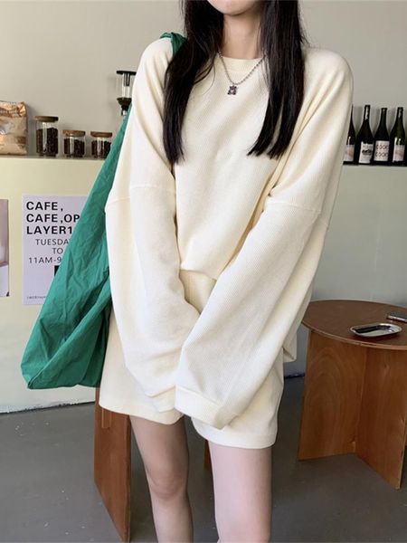 dress autumn women casual loose tracksuits long sleeve sweatshirt elastic waist shorts ladies 2 pieces set, White
dress autumn women casual loose tracksuits long sleeve sweatshirt elastic waist shorts ladies 2 pieces set, White