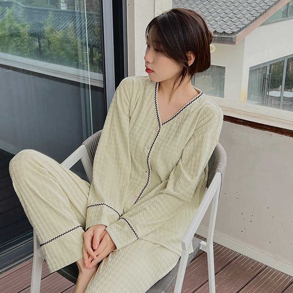 pajamas women's spring and autumn pure cotton long-sleeved jacquard bird check small pajamas clothes suits can be worn externally
pajamas women's spring and autumn pure cotton long-sleeved jacquard bird check small pajamas clothes suits can be worn externally