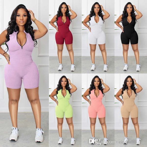 designer womens clothing summer sleeveless bodysuit slim onesies workout v-neck zipper bodycon rompers, Black;white
designer womens clothing summer sleeveless bodysuit slim onesies workout v-neck zipper bodycon rompers, Black;white