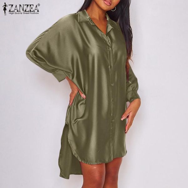 dresses fashion satin shirt dress women's asymmetrical sundress zanzea 2022 casual long sleeve lapel mini vestidos robe femme, Black;gray
dresses fashion satin shirt dress women's asymmetrical sundress zanzea 2022 casual long sleeve lapel mini vestidos robe femme, Black;gray
