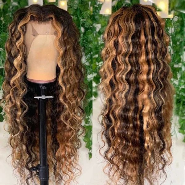 highlight honey brown curly hd lace front human hair wigs brazilian p4/27# 13x4 remy ombre colored deep wave lace frontal wig for women, Black;brown
highlight honey brown curly hd lace front human hair wigs brazilian p4/27# 13x4 remy ombre colored deep wave lace frontal wig for women, Black;brown