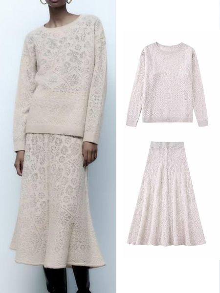 dress traf 2022 spring autumn women solid skirt sets jacquard mesh knitted midcalf aline skirt sets elegant long sleeve sweater, White
dress traf 2022 spring autumn women solid skirt sets jacquard mesh knitted midcalf aline skirt sets elegant long sleeve sweater, White