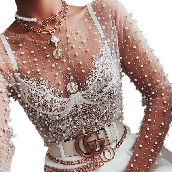 models new explosive lace shirt bright diamond beads 2023 mesh long-sleeved women blouses, White
models new explosive lace shirt bright diamond beads 2023 mesh long-sleeved women blouses, White
