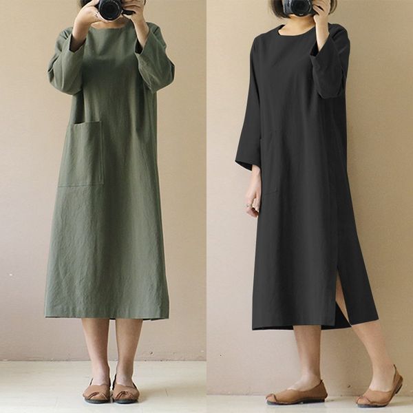 casual dresses zanzea linen midi dress womens autumn sudress casual long sleeve split tunic vestidos female front pocket robe 230419, Black;gray
casual dresses zanzea linen midi dress womens autumn sudress casual long sleeve split tunic vestidos female front pocket robe 230419, Black;gray
