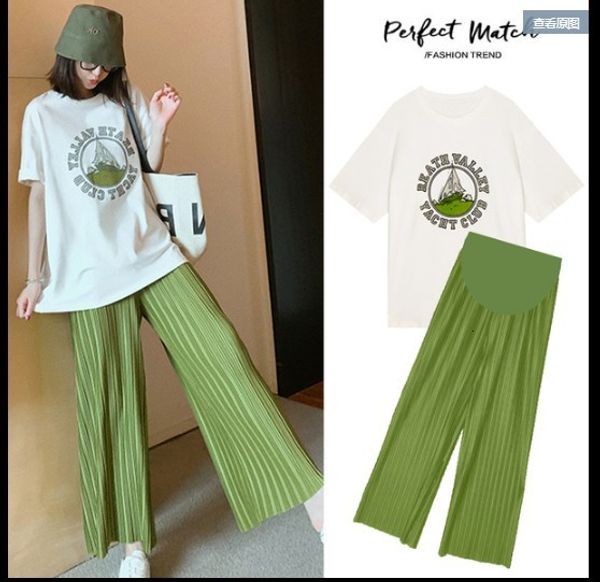 sleep lounge short sleeve t-shirtwide leg trousers twinset for maternity summer loose casual pregnant woman clothes set fashion printed suit, White
sleep lounge short sleeve t-shirtwide leg trousers twinset for maternity summer loose casual pregnant woman clothes set fashion printed suit, White