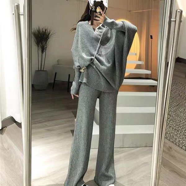 pants women tracksuit thick sweater autumn winter knitted two piece set knitted wide leg pant warm sweater elastic trousers suits, White
pants women tracksuit thick sweater autumn winter knitted two piece set knitted wide leg pant warm sweater elastic trousers suits, White