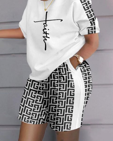 summer new women's tracksuits suit fashion round neck short sleeve loose geometric print t-shirt shorts casual sports suit two-piece wo, Gray
summer new women's tracksuits suit fashion round neck short sleeve loose geometric print t-shirt shorts casual sports suit two-piece wo, Gray