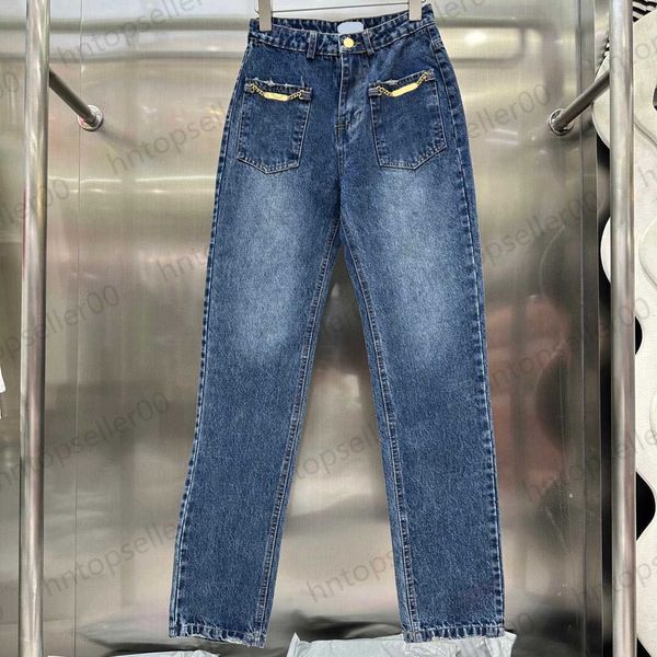 womens designer jeans pants fashion leisure luxury brand versatile hardware chain slim fit wide leg jeans customized fabric female clothing, Blue
womens designer jeans pants fashion leisure luxury brand versatile hardware chain slim fit wide leg jeans customized fabric female clothing, Blue
